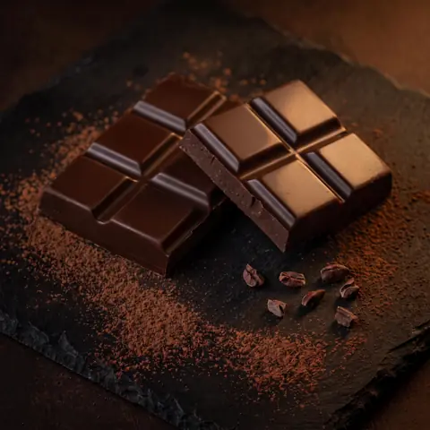 A dark bar of eight squares, snapped into two halves