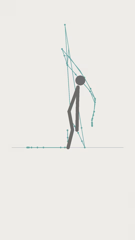 THE SHAPE YOU LEAVE at 10.4 seconds: a line figure standing, with the path of the burpee drawn around it.